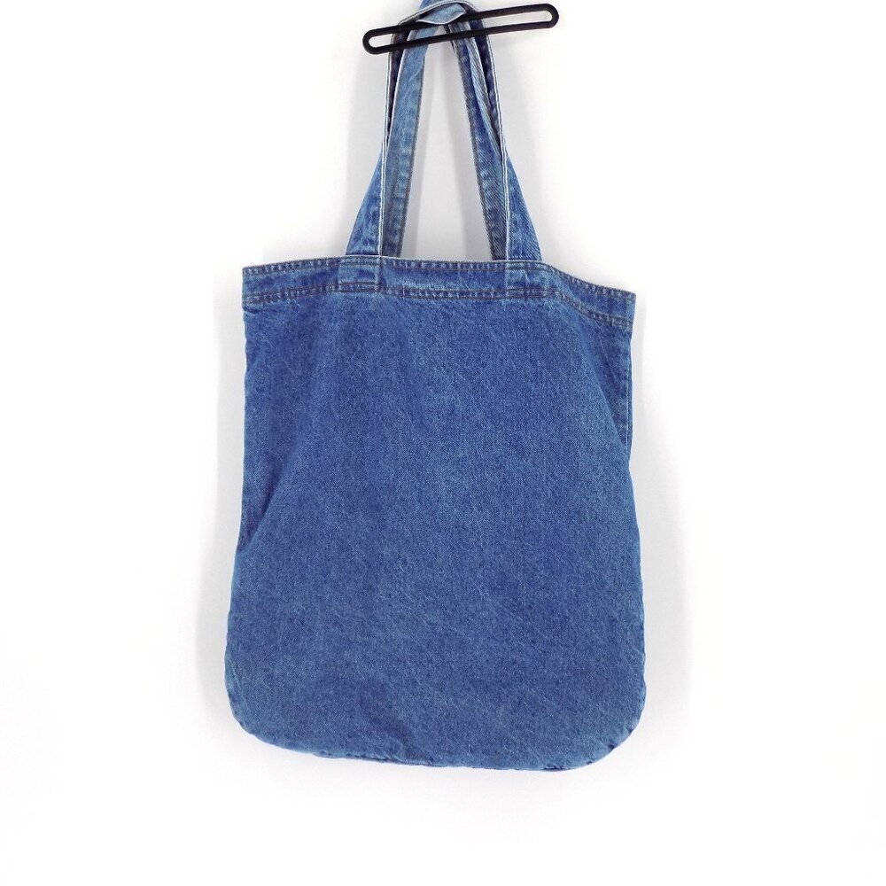 Denim Embossed Horse Large Tote Bag Light wash blue Vintage Unbranded - Picture 2 of 5